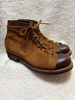 Yuketen Polish Work Boots Brown Suede & Leather CapToe Design Men’s Size 10.5